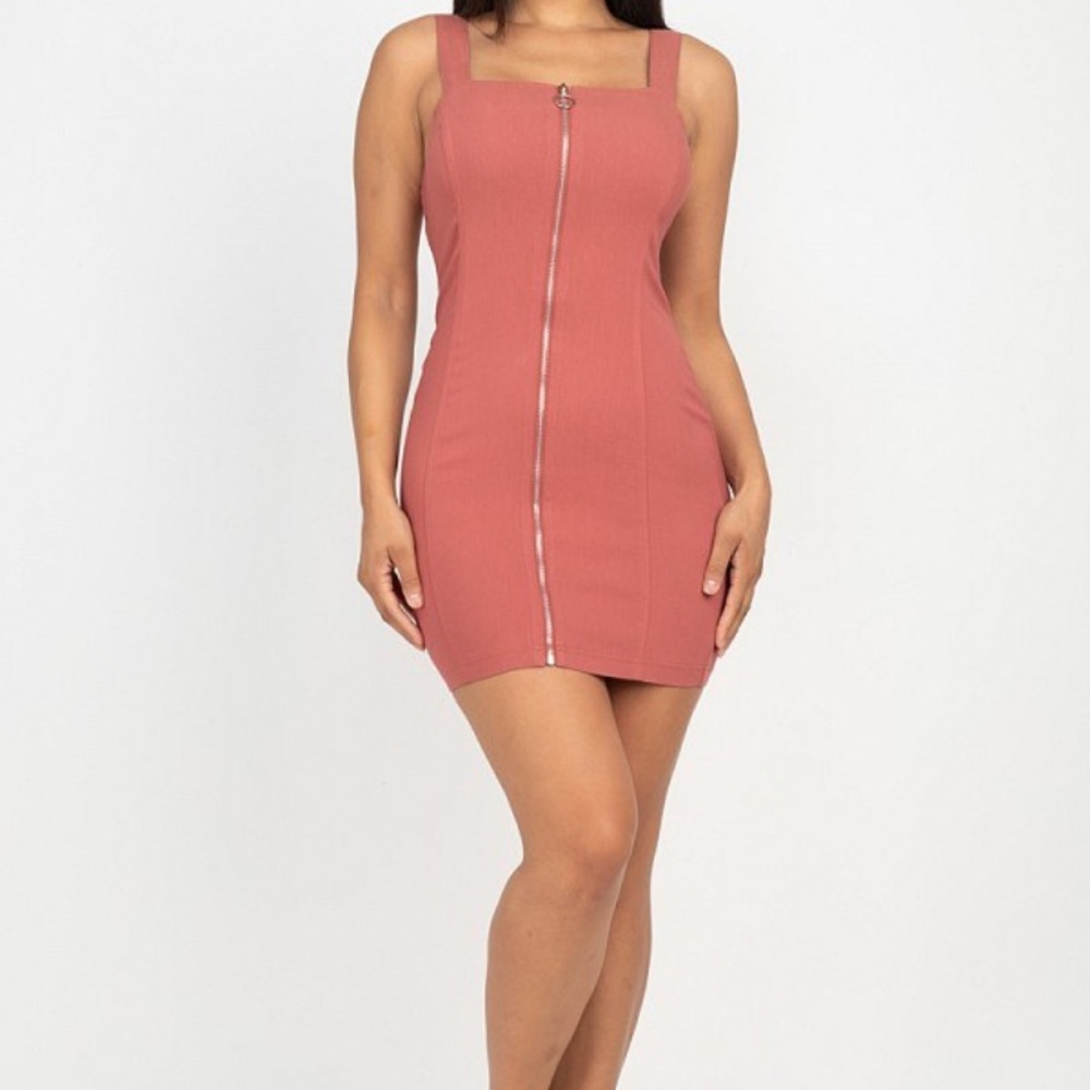 Front Zipper Mini Dress